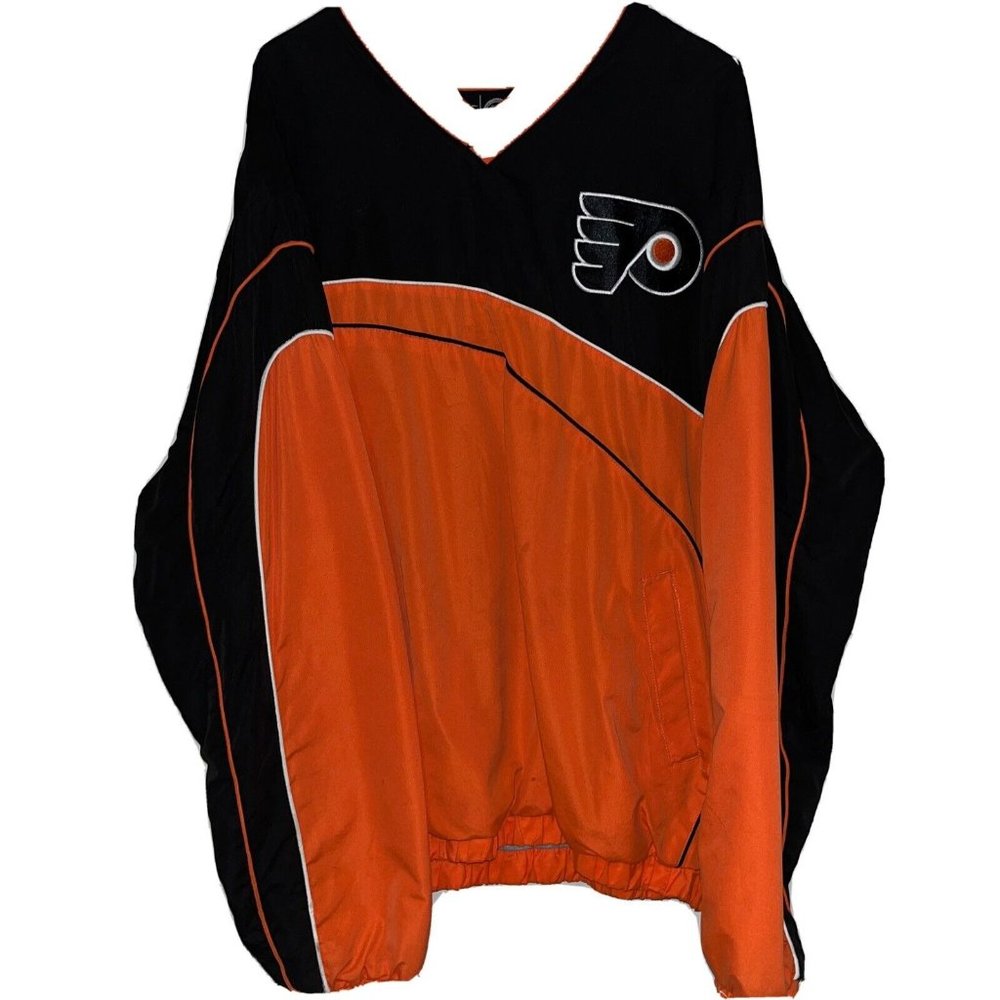 Philadelphia Flyers Stitched Pullover Hockey Jacket Orange & Black Sz XXL